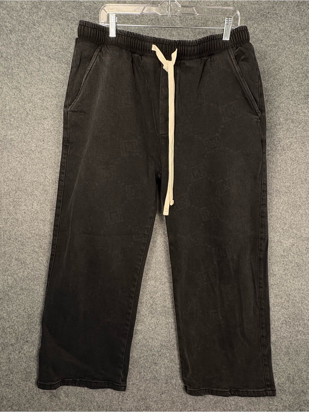 KREW K-Loose Black Tonal Logo Print Baggy Carpenter Pants XXL